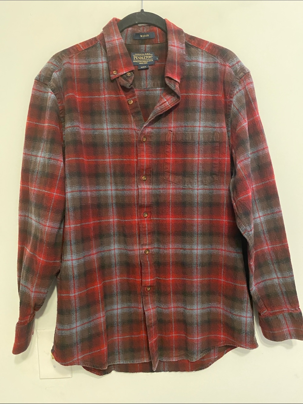 Pendleton Red and Brown Plaid Button-Up Shirt - Picture 1 of 9